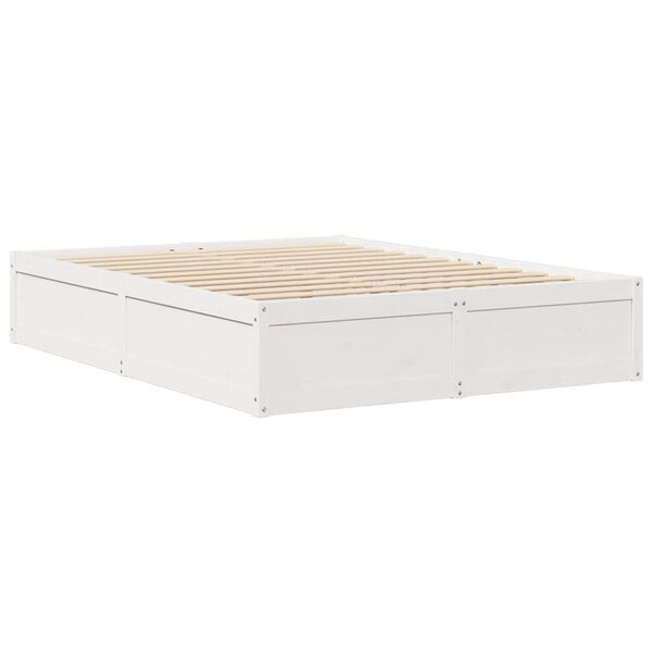 vidaXL Σκελετός Κρεβ. Χωρίς Στρώμα Λευκό 140x200 εκ Μασίφ Πεύκο