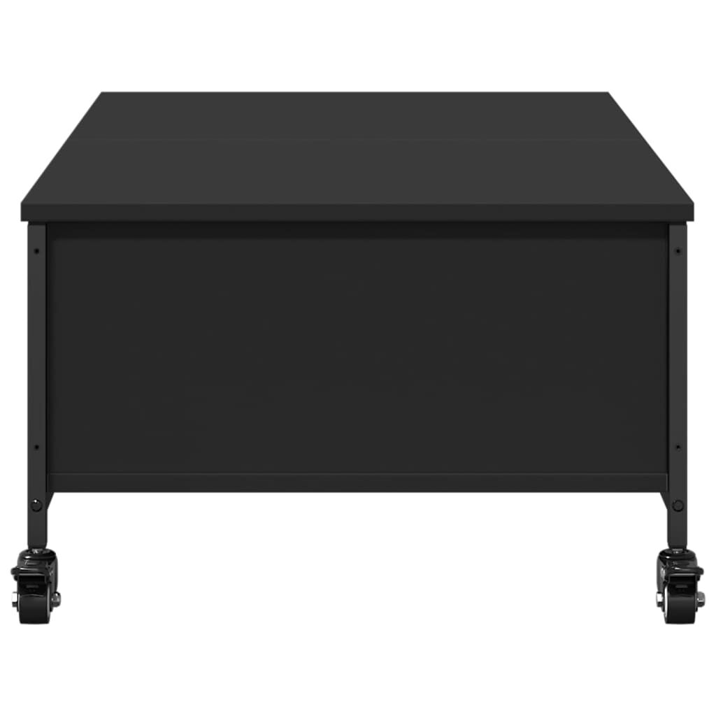 vidaXL Τραπεζάκι Σαλονιού με Ροδάκια Μαύρο 91x55x34 εκ. Επεξ. Ξύλο