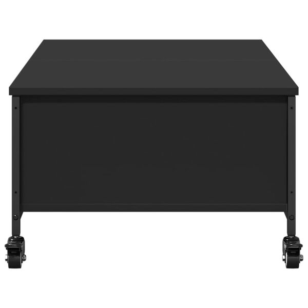 vidaXL Τραπεζάκι Σαλονιού με Ροδάκια Μαύρο 91x55x34 εκ. Επεξ. Ξύλο
