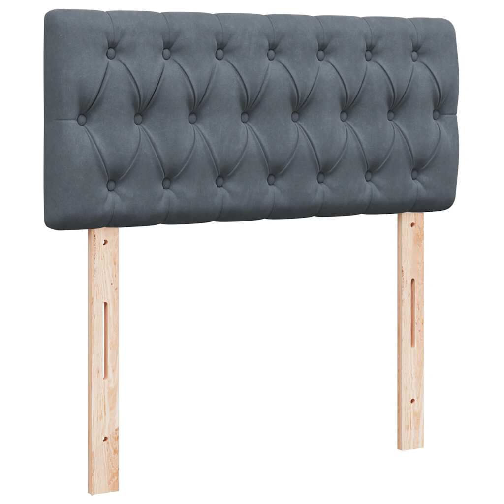 vidaXL Κρεβάτι Boxspring με Στρώμα Σκούρο Γκρι 100x200 εκ. Βελούδινο