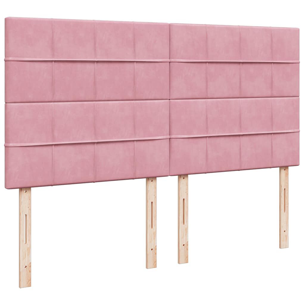 vidaXL Οθωμανικό κρεβάτι με στρώματα ροζ 200x200cm Velvet