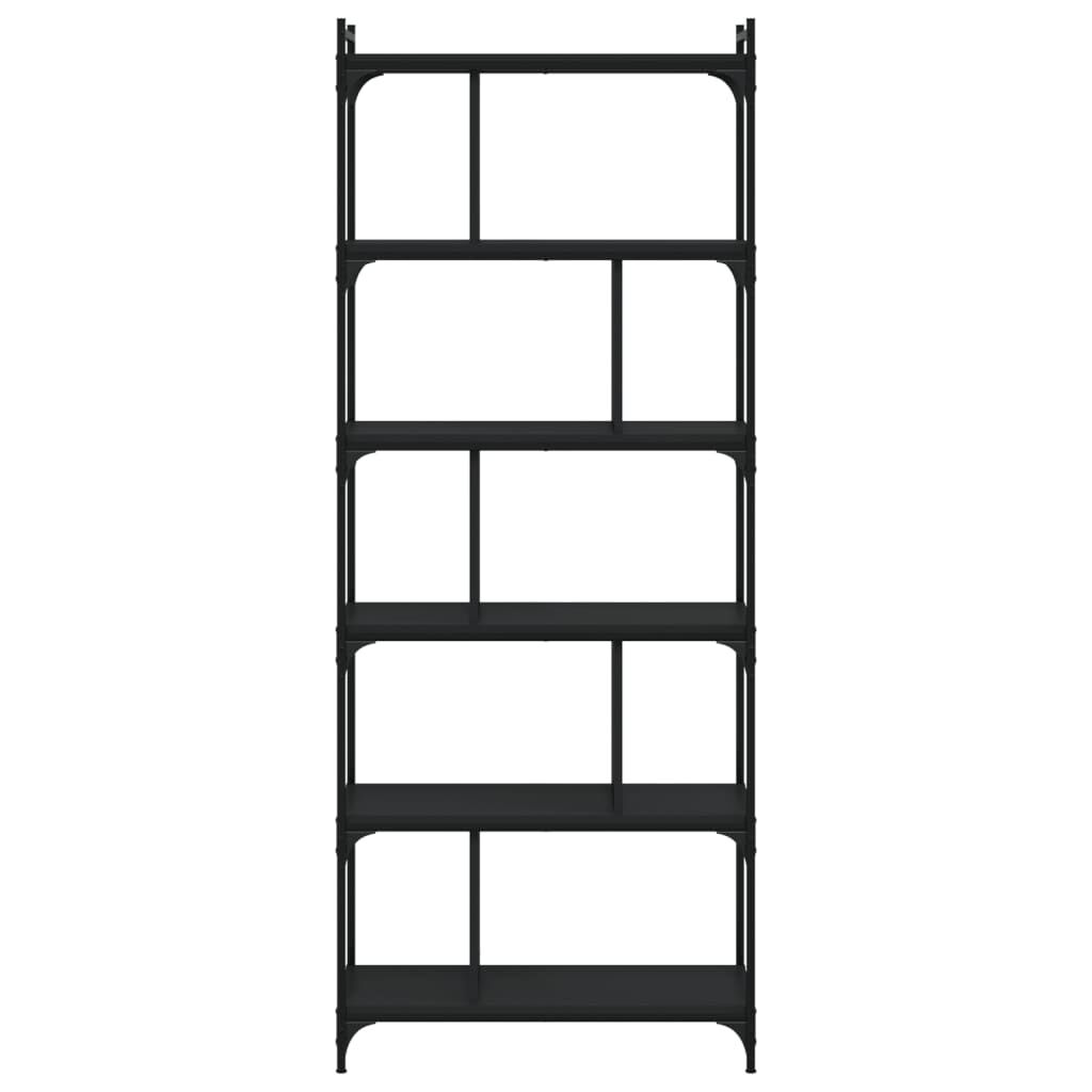 vidaXL Βιβλιοθήκη 6 Επιπέδων Μαύρη 76 x 32 x 192 εκ. από Επεξεργ. Ξύλο