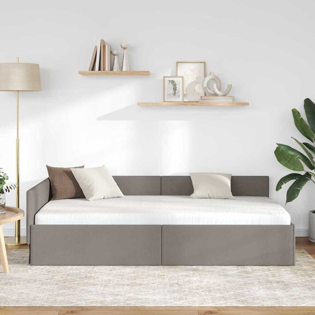 vidaXL Κρεβάτι Γωνίας Taupe 90 x 200 cm Ύφασμα και Έργο ξύλου