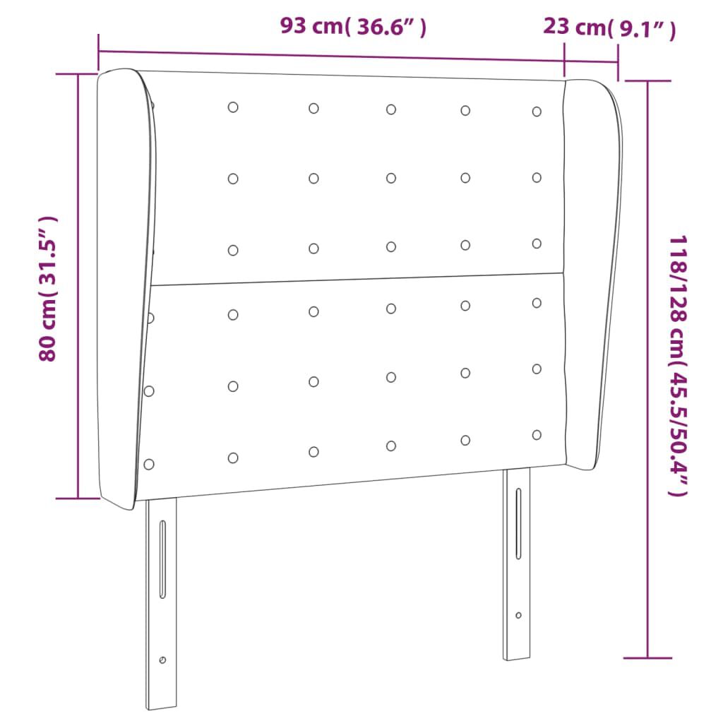 vidaXL Κεφαλάρι με Πτερύγια Ανοιχτό Γκρι 93x23x118/128 εκ. Υφασμάτινο