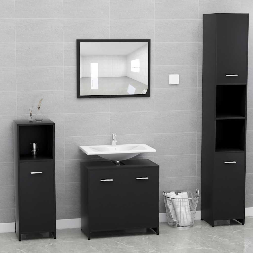 vidaXL Ντουλάπι Νιπτήρα Μαύρο 60 x 33 x 61 εκ. από Επεξ. Ξύλο