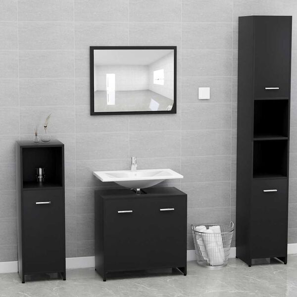 vidaXL Ντουλάπι Νιπτήρα Μαύρο 60 x 33 x 61 εκ. από Επεξ. Ξύλο