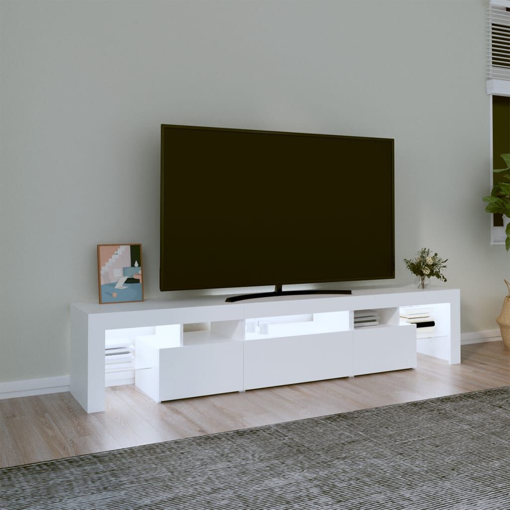 vidaXL Έπιπλο Τηλεόρασης με LED Λευκό 200 x 36,5 x 40 εκ.
