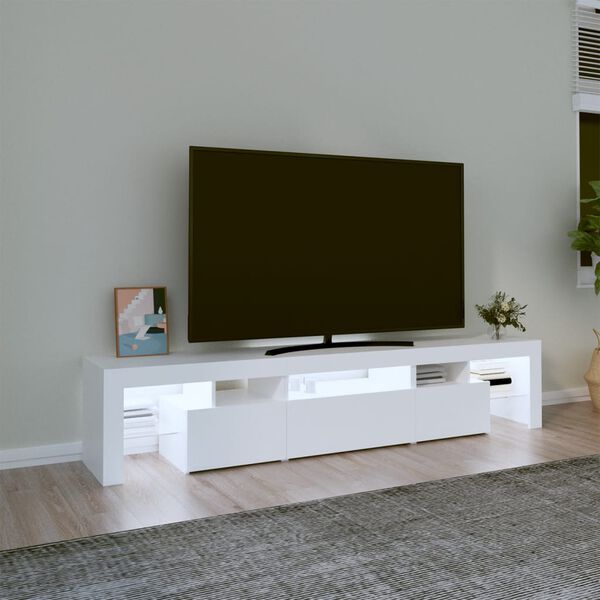vidaXL Έπιπλο Τηλεόρασης με LED Λευκό 200 x 36,5 x 40 εκ.
