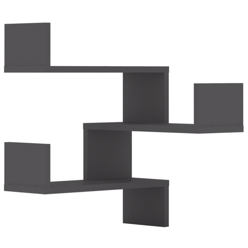 vidaXL Γωνιακές Ραφιέρες Τοίχου 2 τεμ. Γκρι 40x40x50εκ. από Επεξ. Ξύλο