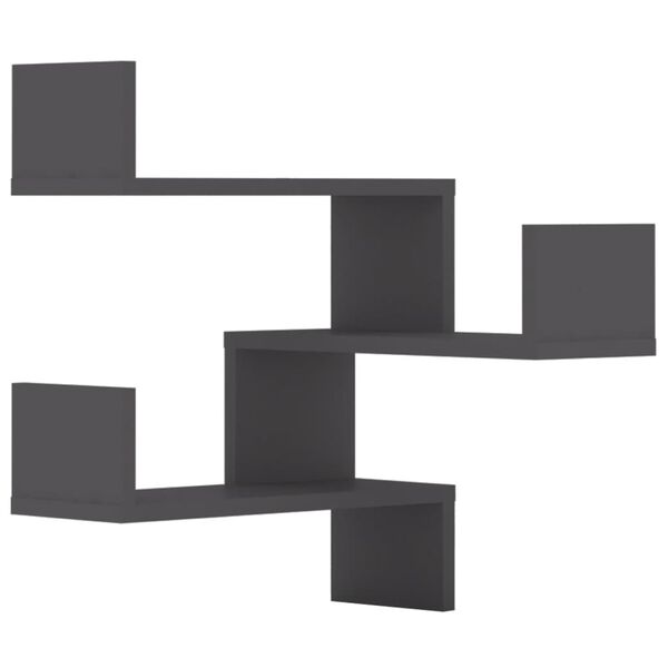 vidaXL Γωνιακές Ραφιέρες Τοίχου 2 τεμ. Γκρι 40x40x50εκ. από Επεξ. Ξύλο