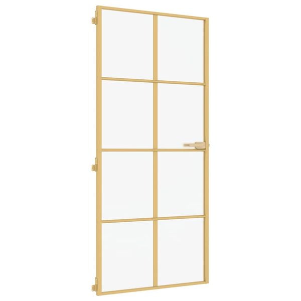 vidaXL Εσωτερική Πόρτα Χρυσή 93 x 201,5 εκ. Ψημένο Γυαλί & Αλουμίνιο