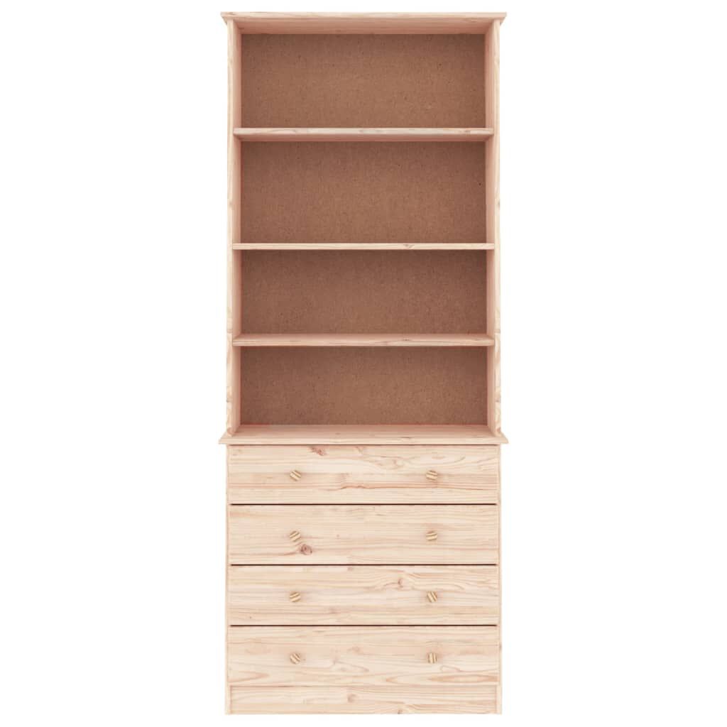 vidaXL Βιβλιοθήκη με Συρτάρια ALTA 77x35x186,5 εκ. Μασίφ Ξύλο Πεύκου