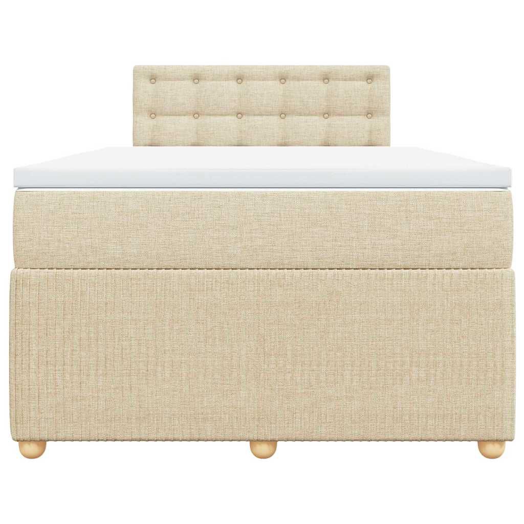 vidaXL Κρεβάτι Boxspring με Στρώμα Κρεμ 120x200 εκ. Υφασμάτινο