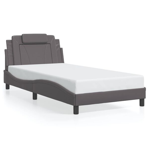vidaXL Πλαίσιο Κρεβατιού με Κεφαλάρι Γκρι 100x200 εκ. Συνθετικό Δέρμα