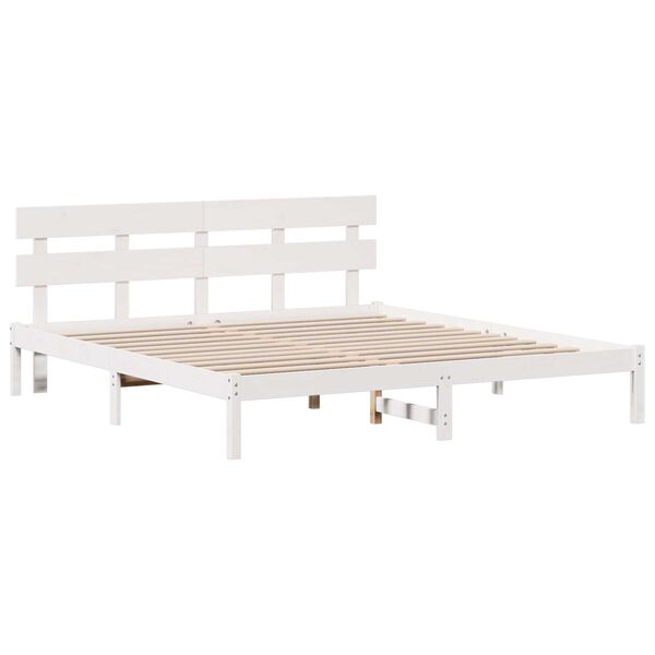 vidaXL Σκελετός Κρεβατιού Λευκό 200 x 200 cm Μασίφ ξύλο πεύκου