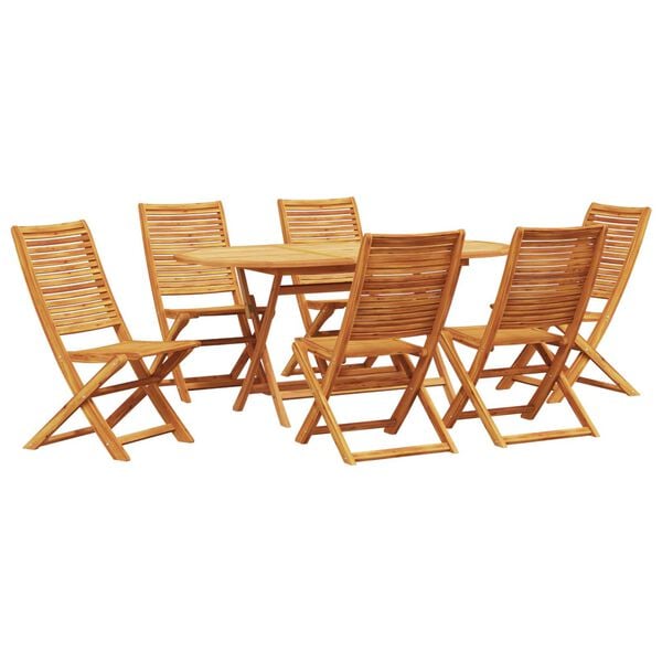 vidaXL Σέτ φαγητού για κήπο 7 pcs Καφέ Μασίφ ξύλο ακακίας