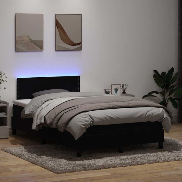 vidaXL &Kappa;&rho;&epsilon;&beta;ά&tau;&iota; Boxspring &mu;&epsilon; &Sigma;&tau;&rho;ώ&mu;&alpha; & LED &Mu;&alpha;ύ&rho;&omicron; 120x220 cm &Beta;&epsilon;&lambda;&omicron;ύ&delta;&iota;&nu;&omicron;
