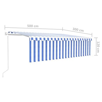 vidaXL Τέντα Συρόμενη Αυτόματη με Σκίαστρο Μπλε / Λευκό 5 x 3 μ.