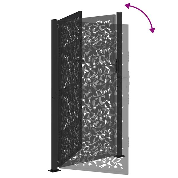 vidaXL Πύλη κήπου Μαύρη 105x180 cm Σχεδιασμός φύλλων χάλυβα