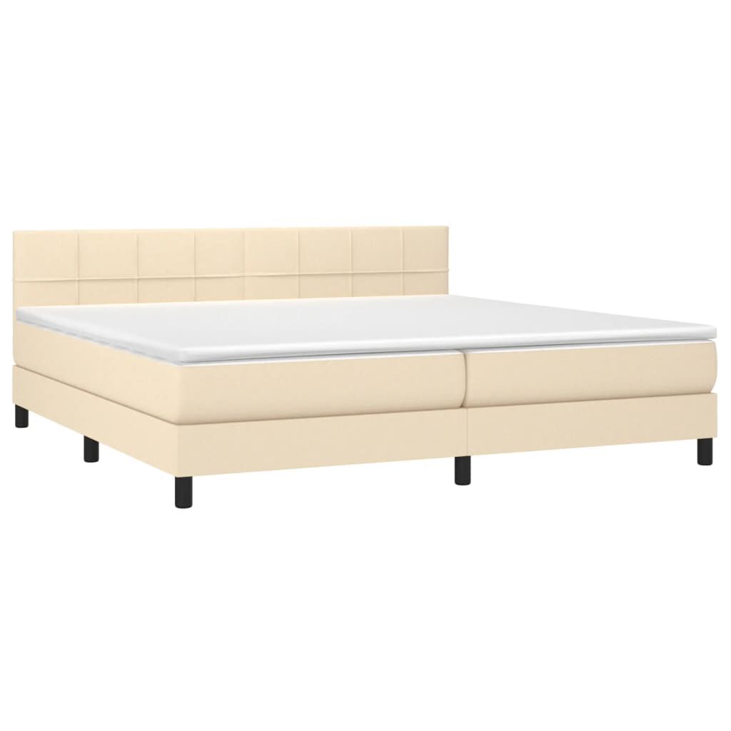 vidaXL Κρεβάτι Boxspring με Στρώμα Κρεμ 200x200 εκ. Υφασμάτινο