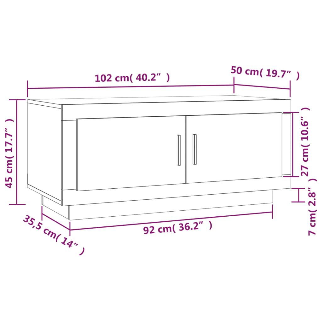 vidaXL Τραπεζάκι Σαλονιού Καφέ Δρυς 102x50x45 εκ. Επεξεργασμένο Ξύλο