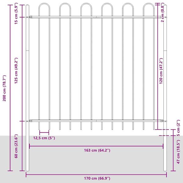 vidaXL Φράχτης Κήπου Λευκό 11.9 x 1.5 μ Ατσάλι με Επικάλυψη Πούδρας
