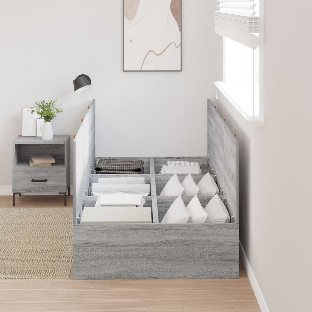vidaXL Γκρι Σονομά Κρεβάτι Αποθήκης 75x190 cm