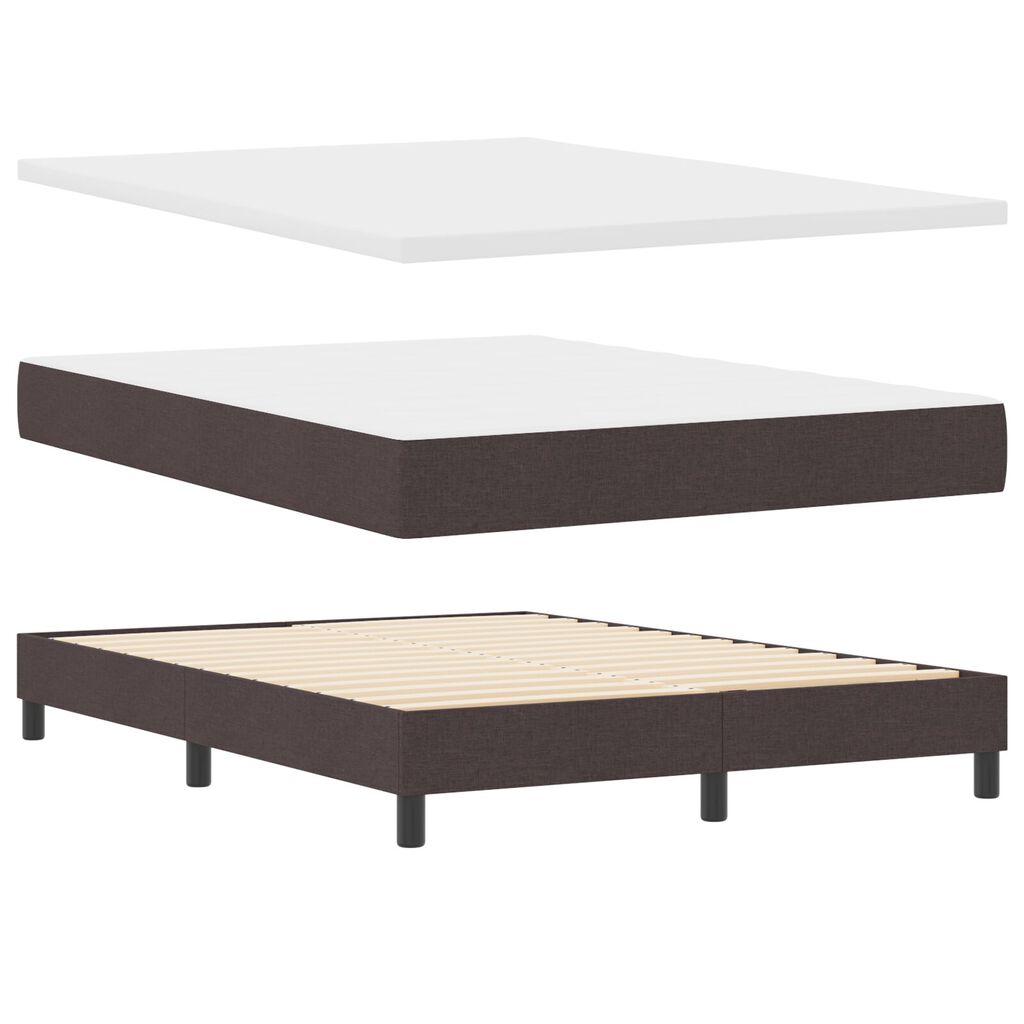 vidaXL Κρεβάτι Box Spring με Στρώμα & LED Σκούρο Καφέ 140x200 εκ Υφασμάτινο