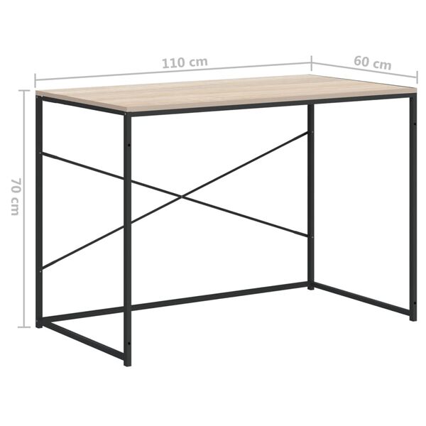 vidaXL Γραφείο Υπολογιστή Μαύρο 110 x 60 x 70 εκ. Επεξεργασμένο Ξύλο