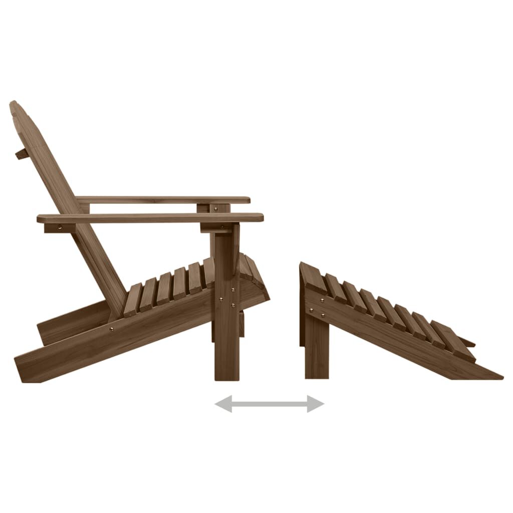 vidaXL Καρέκλα Κήπου Adirondack Καφέ με Ottoman & Τραπέζι Ξύλο Ελάτης