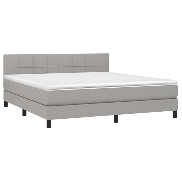 vidaXL Κρεβάτι Boxspring με Στρώμα & LED Αν.Γκρι 160x200 εκ Υφασμάτινο