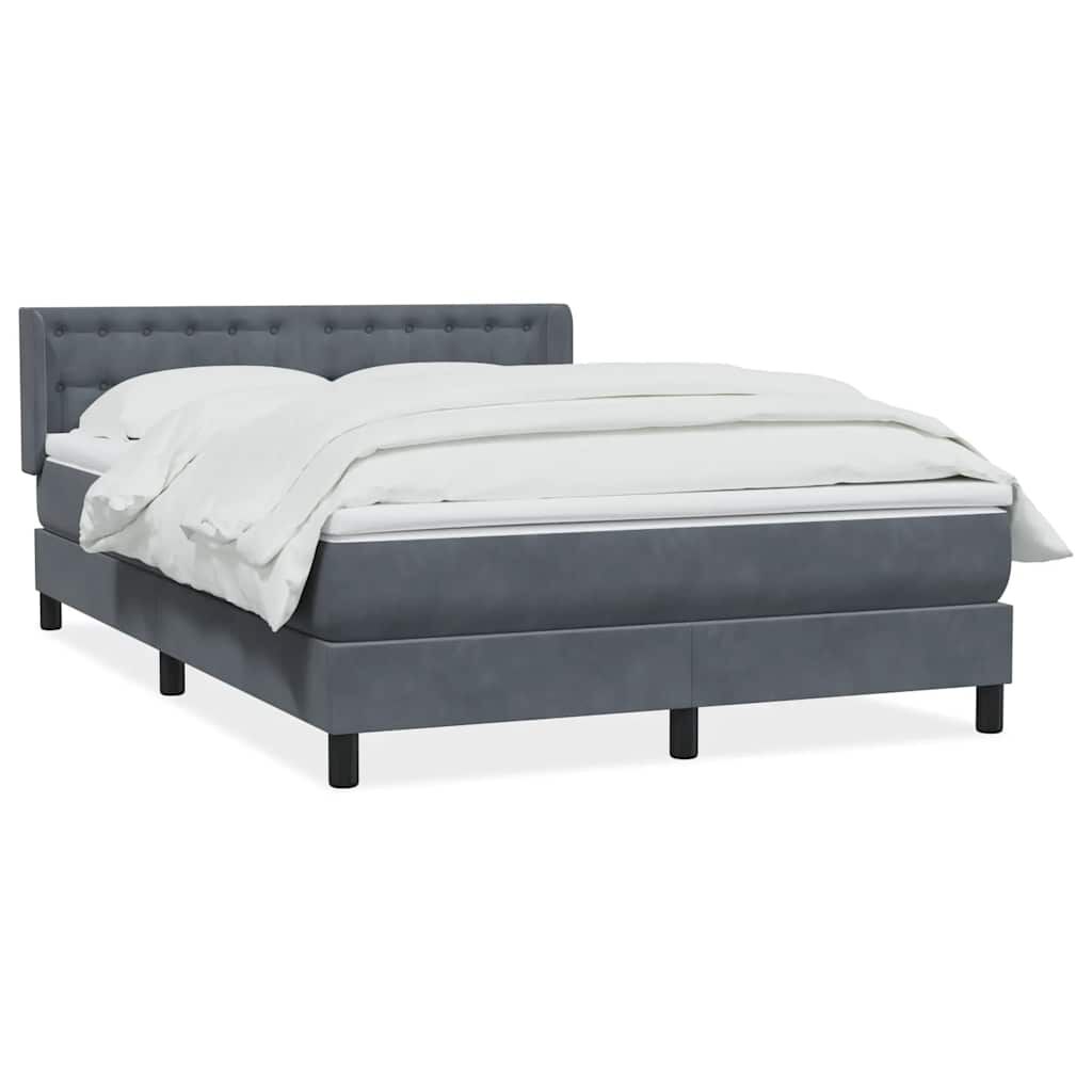 vidaXL Κρεβάτι Boxspring με Στρώμα Σκούρο Γκρι 140x210 εκ. Βελούδινο