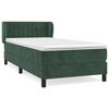 vidaXL Κρεβάτι Boxspring με Στρώμα Σκούρο Πράσινο 90x200 εκ. Βελούδινο