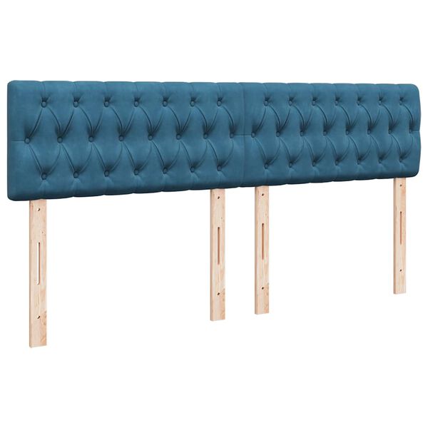 vidaXL Κρεβάτι Boxspring με Στρώμα Μπλε 180x200 εκ. Βελούδινο