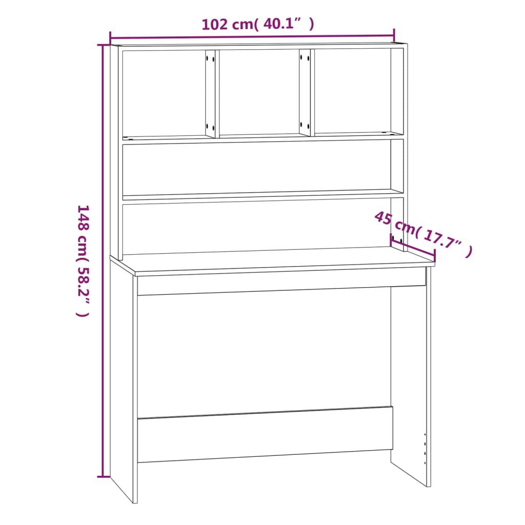 vidaXL Γραφείο με Ράφια Λευκό 102x45x148 εκ. από Επεξεργασμένο Ξύλο