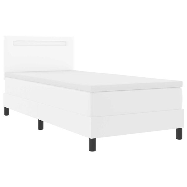 vidaXL Κρεβάτι με Στρώμα με στρώμα Λευκό 90 x 200 cm Τεχνητό δέρμα