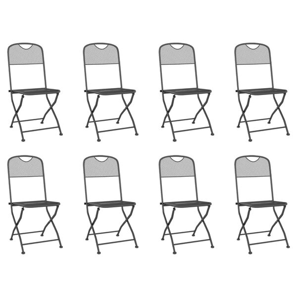 vidaXL Σετ Τραπεζαρίας Κήπου 9 Τεμαχίων Ανθρακί από Μεταλλικό Πλέγμα