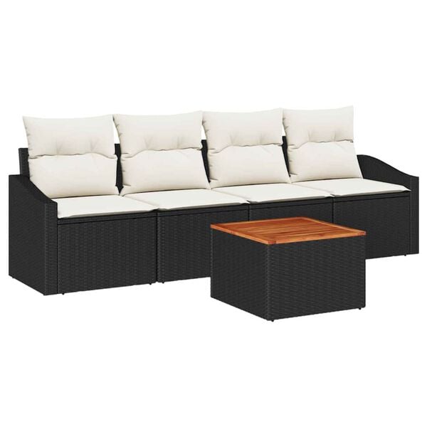 vidaXL Σετ Καναπέ Κήπου 5 pcs Μαύρο και λευκό