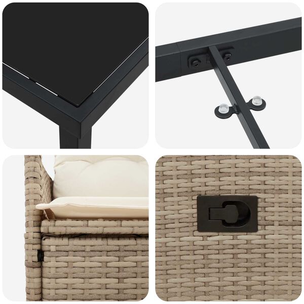 vidaXL Σέτ φαγητού για κήπο με μαξιλάρι 7 pcs Μπεζ Πολυ ράταν
