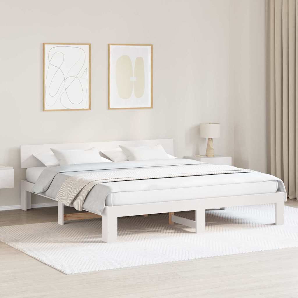 vidaXL Σκελετός Κρεβατιού Λευκό 180 x 200 cm Μασίφ ξύλο πεύκου