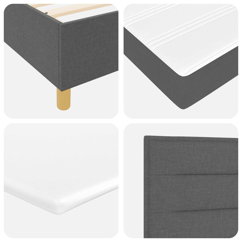 Ταπετσαρία Κρεβάτι Box Spring με Στρώμα Σκούρο Γκρι 80x200 εκ. Υφάσματος