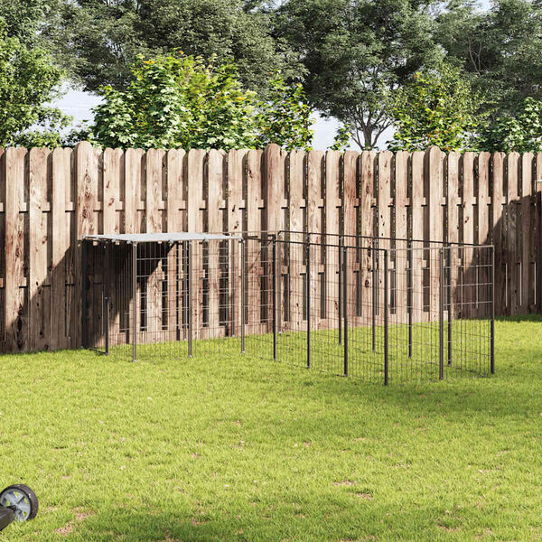 vidaXL Σπιτάκι Σκύλου Μαύρο 4,84 μ² Ατσάλινο