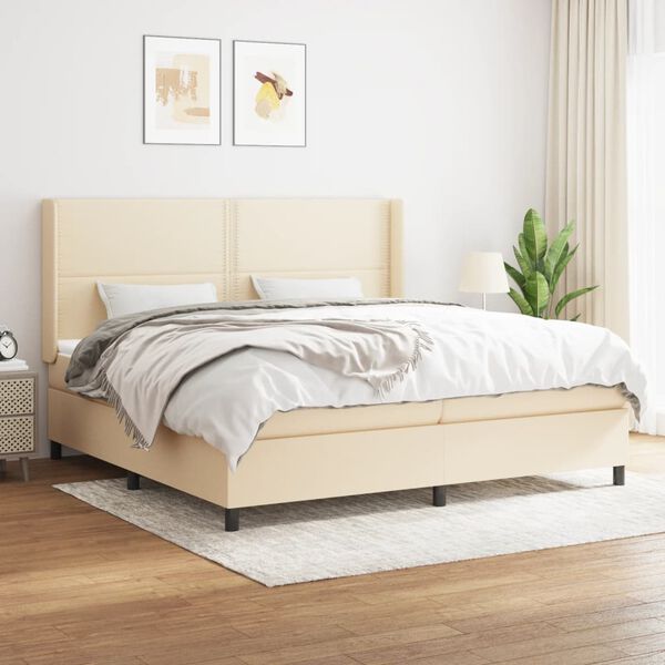 vidaXL &Kappa;&rho;&epsilon;&beta;ά&tau;&iota; Boxspring &mu;&epsilon; &Sigma;&tau;&rho;ώ&mu;&alpha; &Kappa;&rho;&epsilon;&mu; 200x200 &epsilon;&kappa;. &Upsilon;&phi;&alpha;&sigma;&mu;ά&tau;&iota;&nu;&omicron;