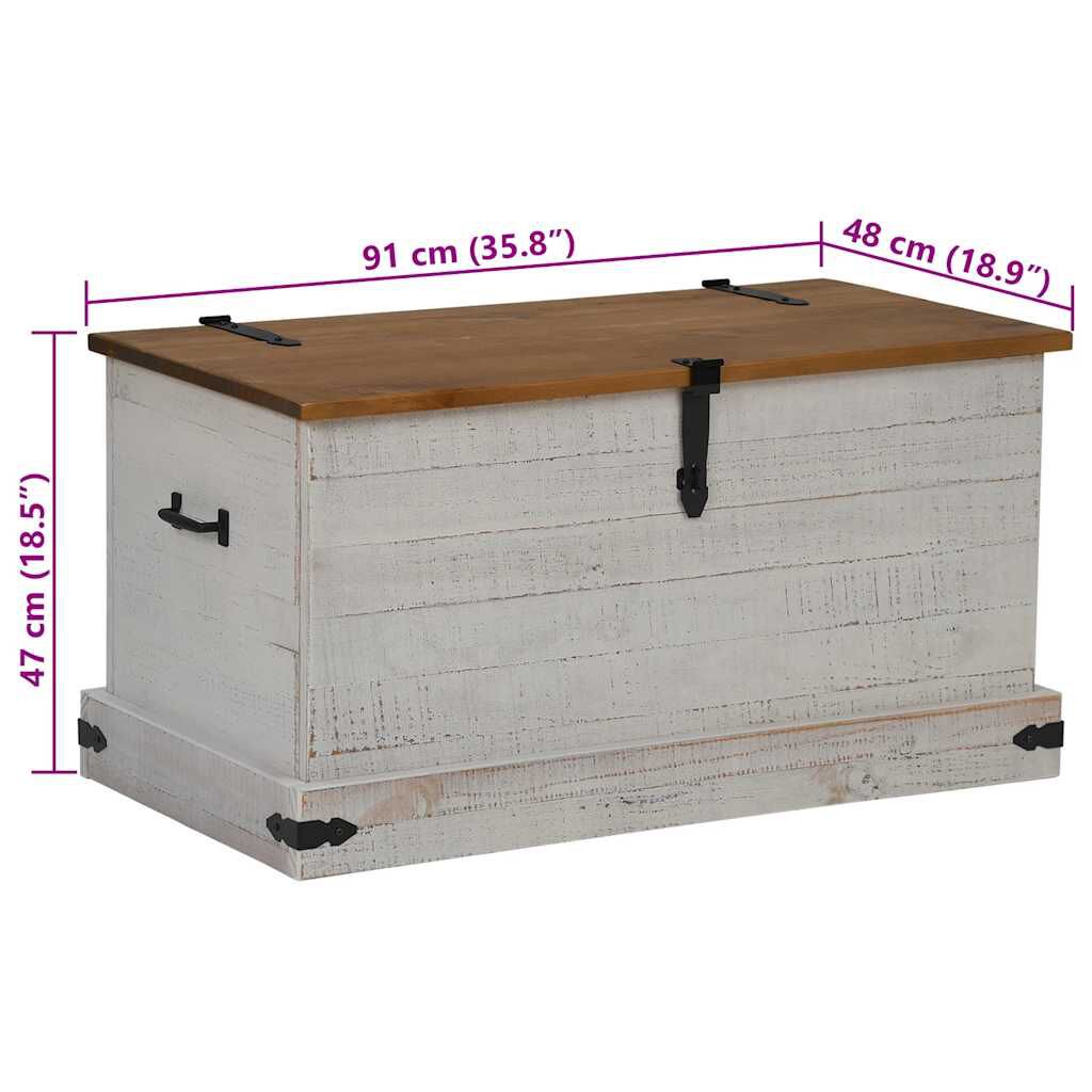 vidaXL Σεντούκι αποθήκευσης HALDEN Λευκό 91x48x47 cm Στερεό ξύλο πεύκο