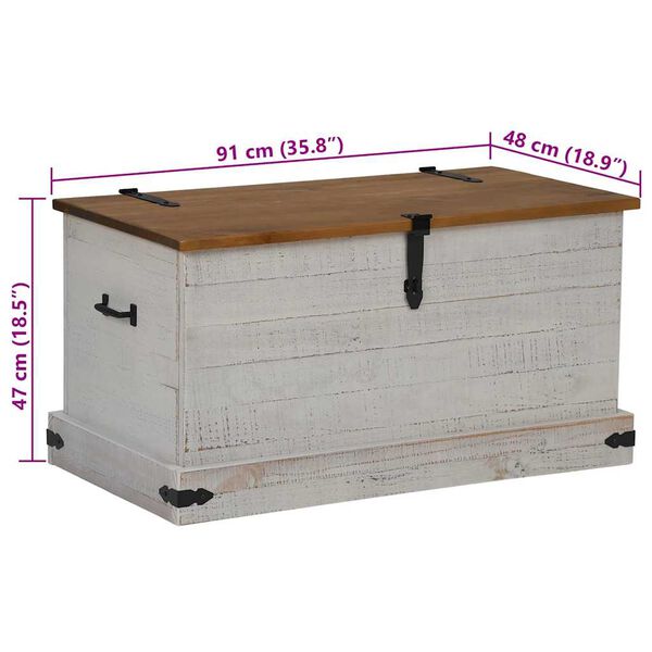 vidaXL Σεντούκι αποθήκευσης HALDEN Λευκό 91x48x47 cm Στερεό ξύλο πεύκο