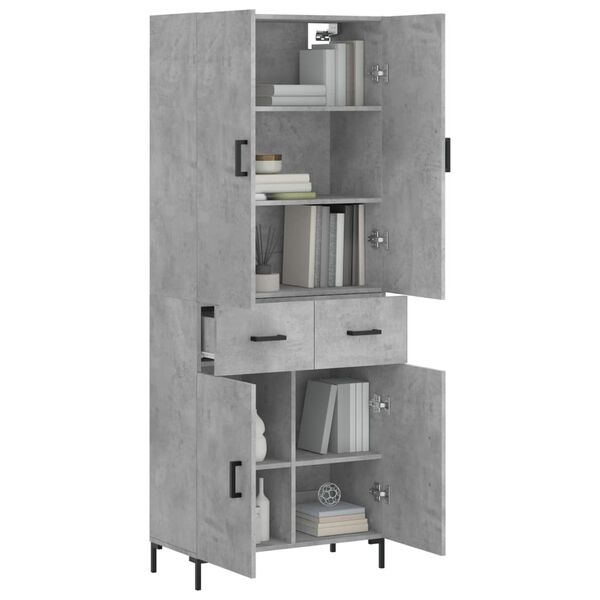 vidaXL Ντουλάπι Γκρι Σκυροδέματος 69,5x34x180 εκ. Επεξεργασμένο Ξύλο