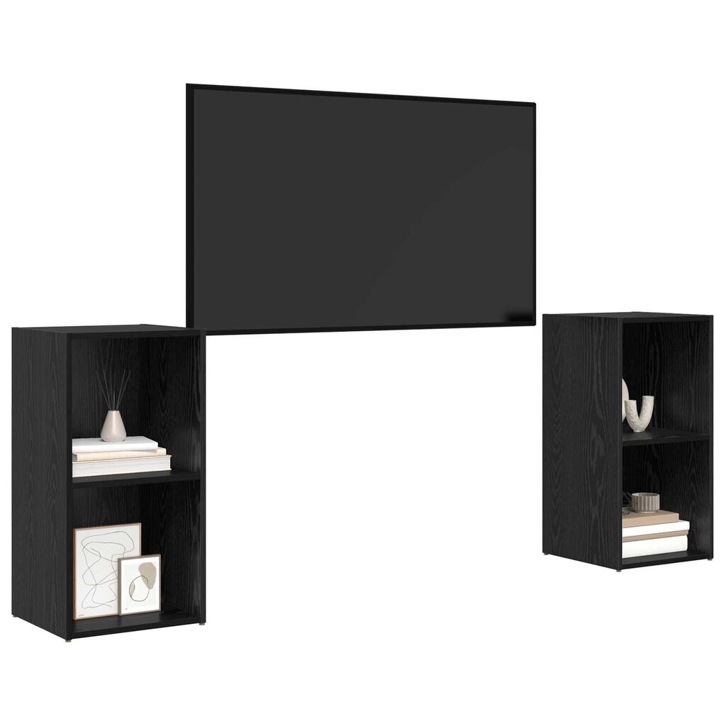 vidaXL Σετ επίπλου τηλεόρασης 2 pcs Μαύρη Δρυς 72 x 35 x 36.5 cm