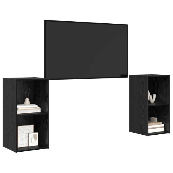 vidaXL Σετ επίπλου τηλεόρασης 2 pcs Μαύρη Δρυς 72 x 35 x 36.5 cm