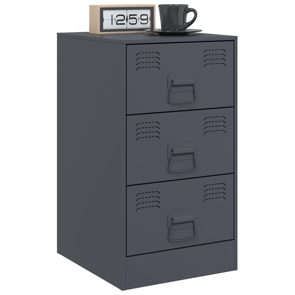 vidaXL Κομοδίνο Ανθρακί 34,5x39x62 εκ. από Χάλυβα