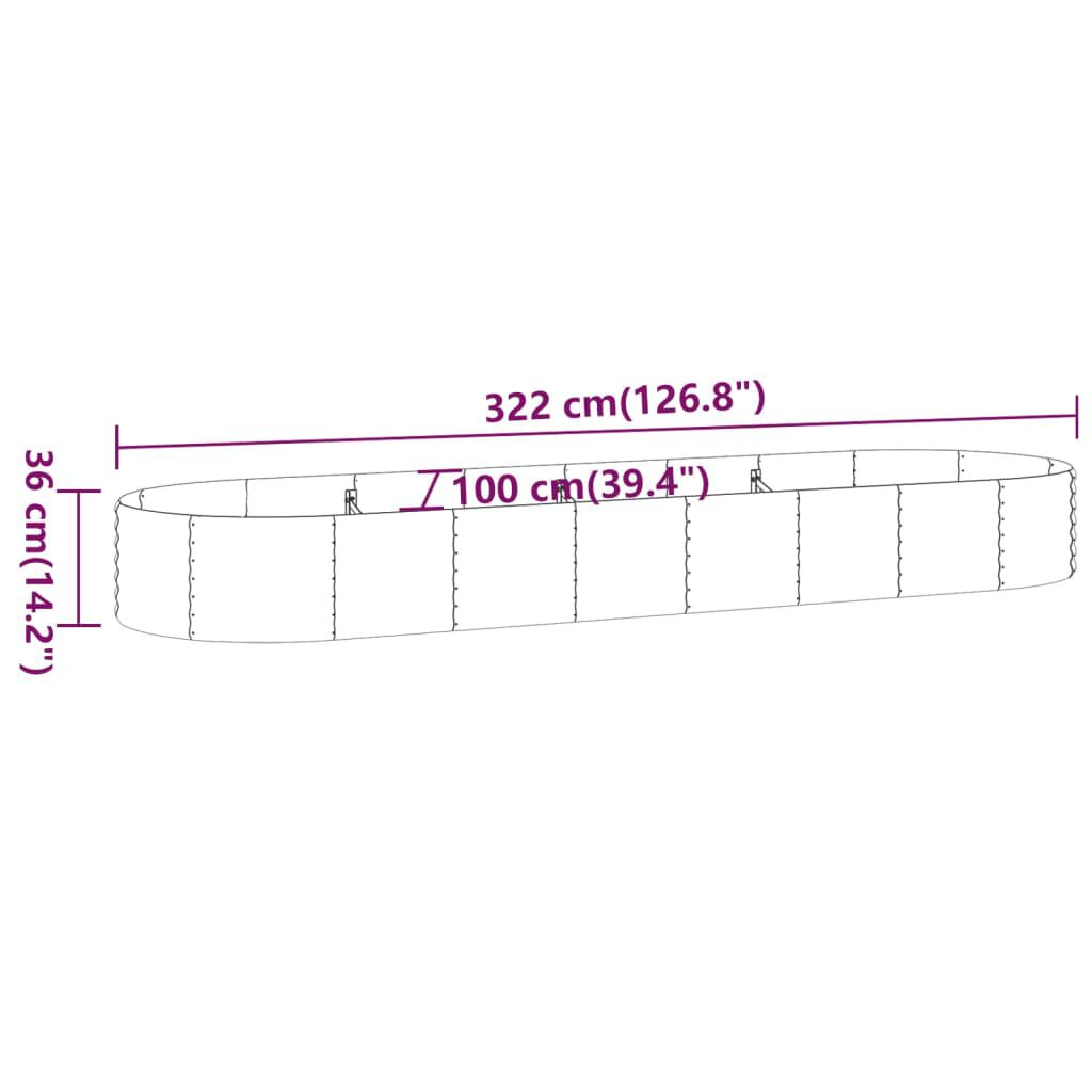 vidaXL Ζαρντινιέρα Καφέ 322x100x36 εκ. Ατσάλι με Ηλεκτρ. Βαφή Πούδρας